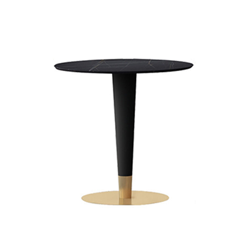 Black Stone Top Table with Pedestal Base Traditional Luxury Round Dining Table