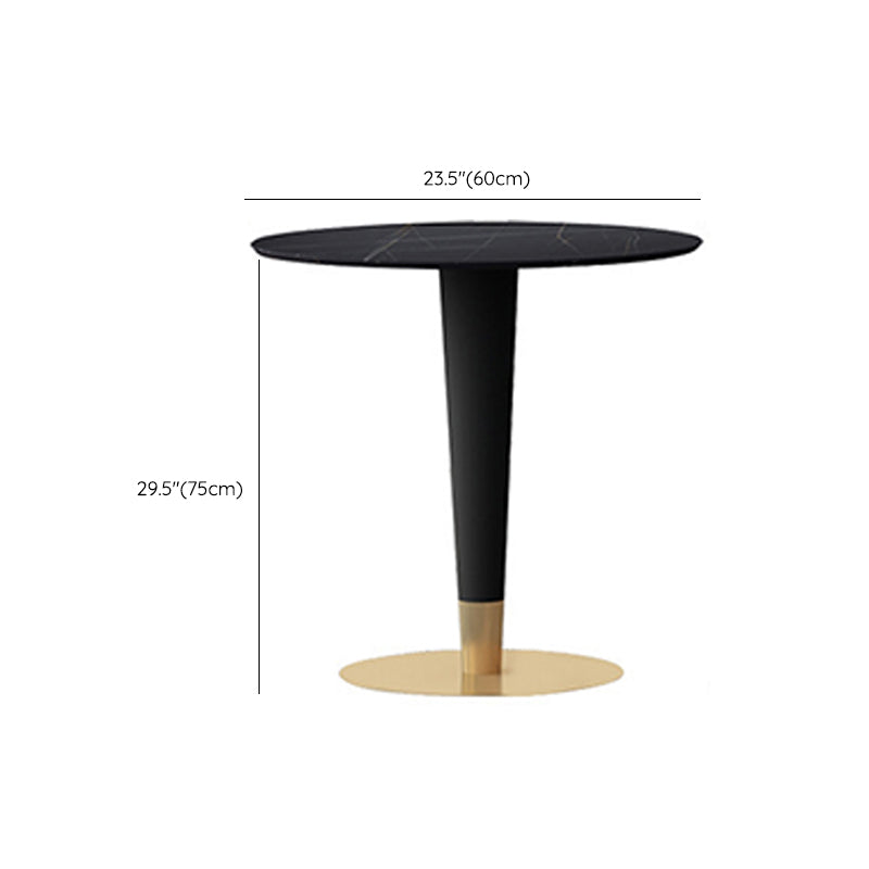 Black Stone Top Table with Pedestal Base Traditional Luxury Round Dining Table