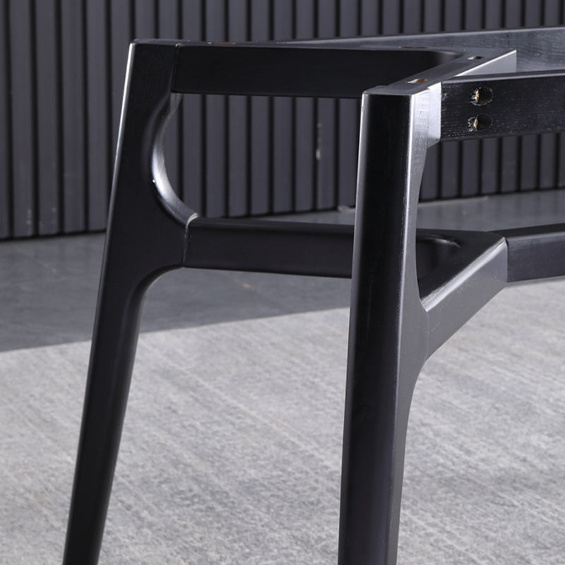 Industrial Rectangle Dining Table Gray Stone Top Table with Black Frame