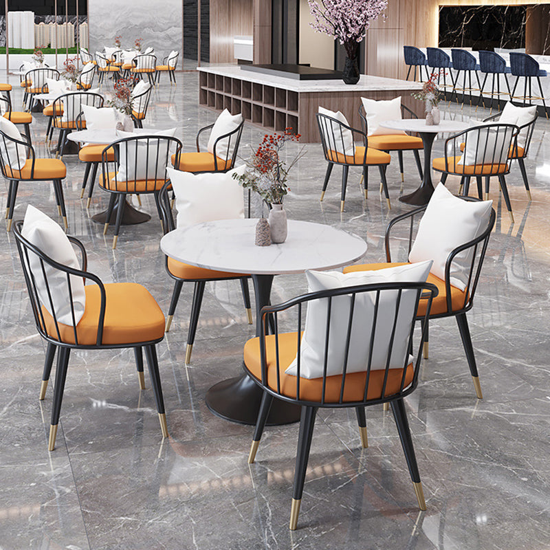 Round Traditional Luxury Dining Table White Stone Top Dinette Table