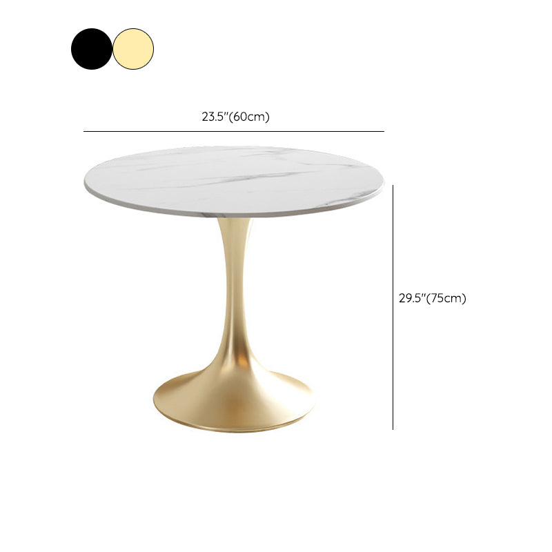 Round Traditional Luxury Dining Table White Stone Top Dinette Table