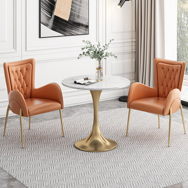 Glossy White Table with Metal Tulip Traditional Luxury Dining Table