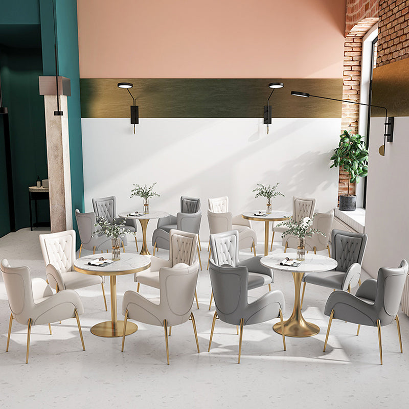Glossy White Table with Metal Tulip Traditional Luxury Dining Table