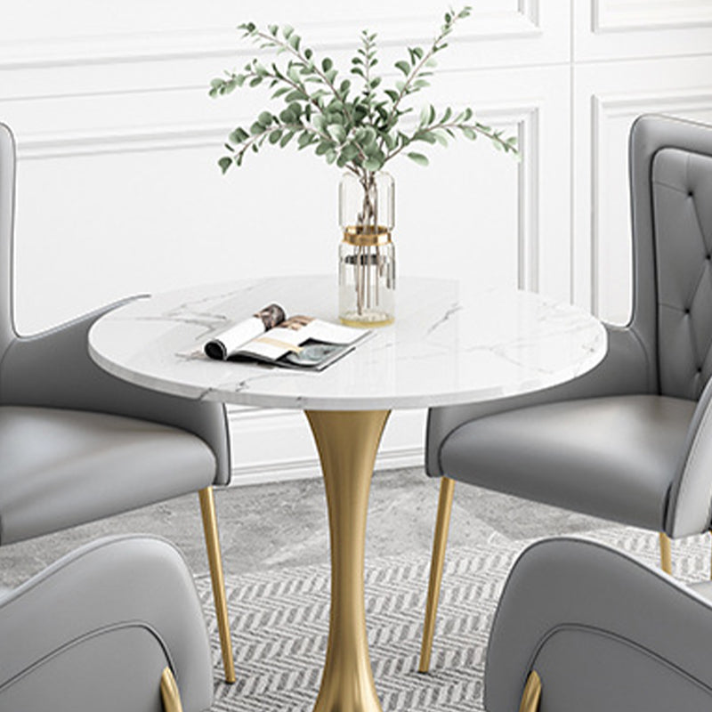 Glossy White Table with Metal Tulip Traditional Luxury Dining Table