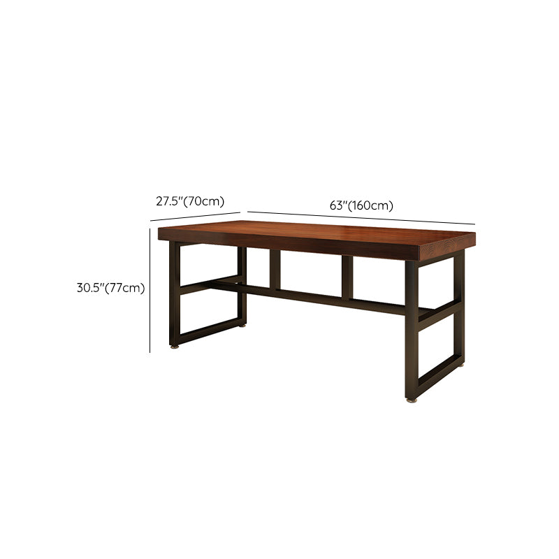 Solid Wood Industrial Dining Table Brown Dinette Table with Metal Frame