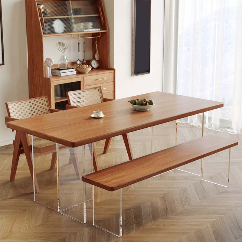Industrial Double Pedestal Dining Table Pine Wood Table for Dining Room