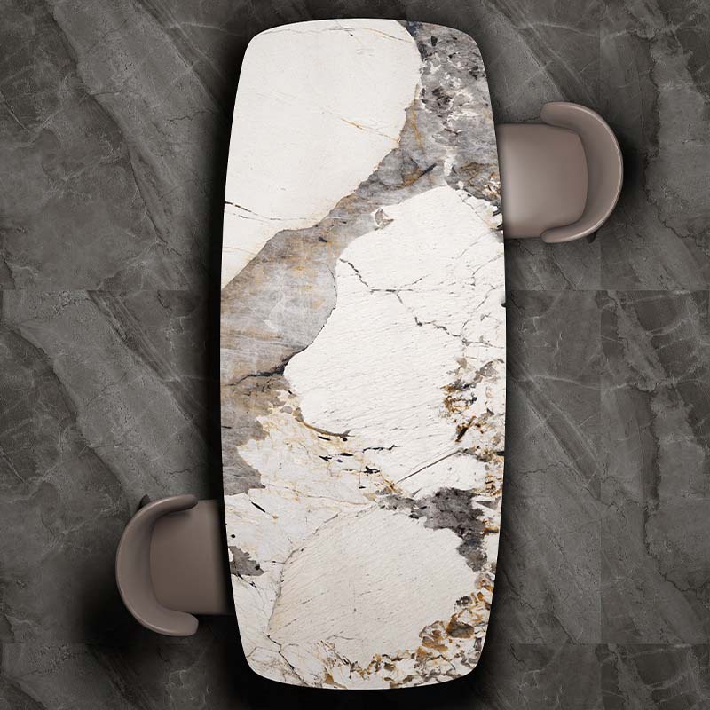 Modern Sintered Stone Dining Table Rectangle Table with Metal Legs for Home Use