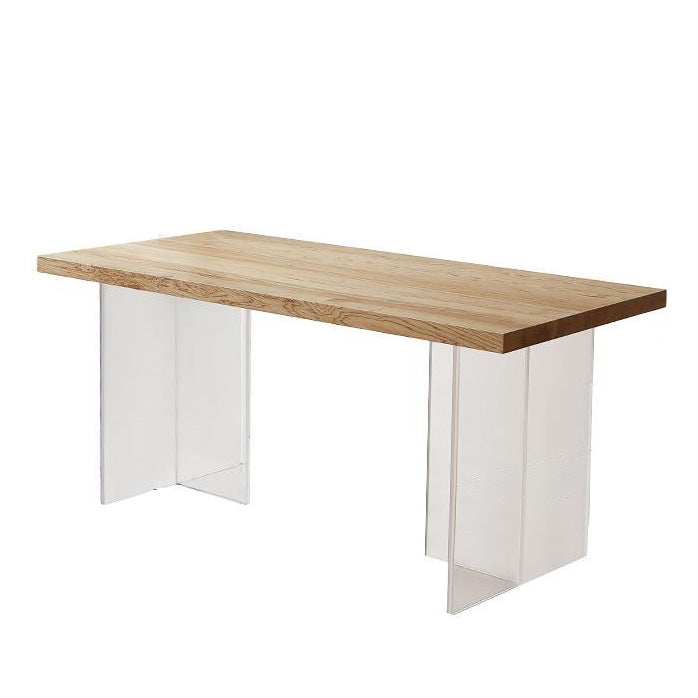 Modern Rectangle Dining Table Wood Table with Acrylic Legs for Kitchen