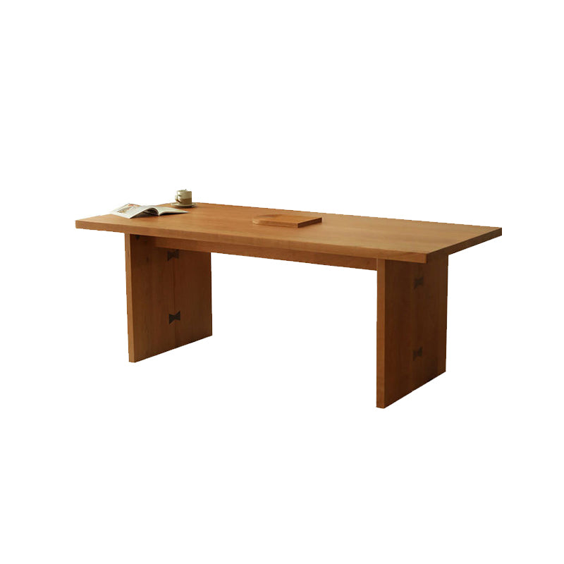 Modern Pine Wood Dining Table with Double Pedestal Base Table for Dining Room
