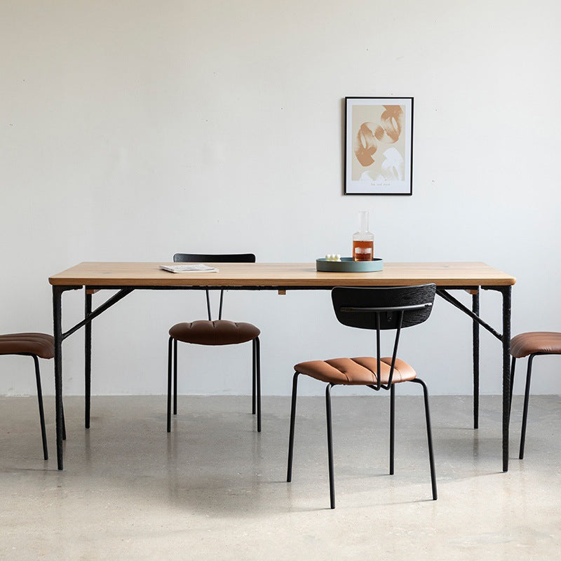 Modern Wood Rectangle Dining Table with 4 Legs Table for Dining Room