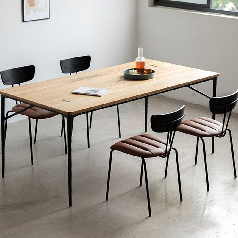 Modern Wood Rectangle Dining Table with 4 Legs Table for Dining Room