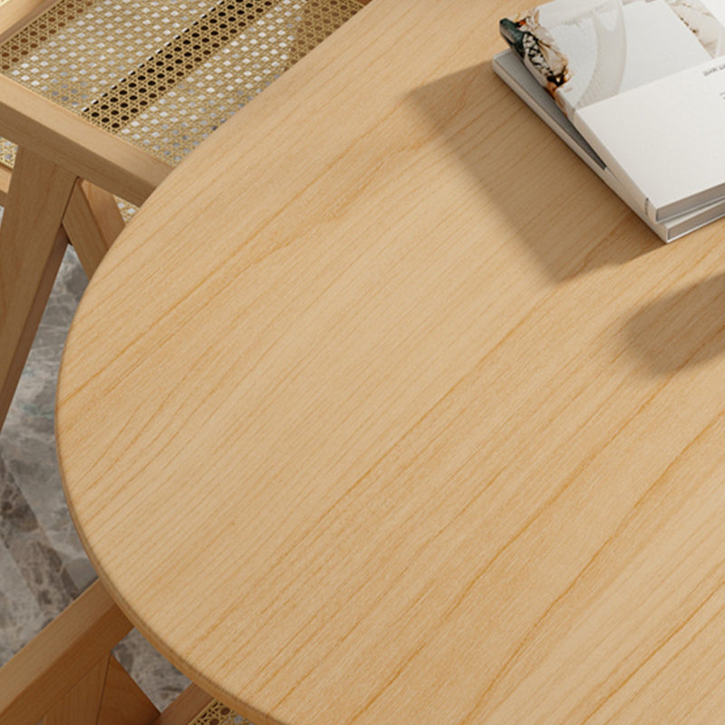 Modern Pine Wood Dining Table with Double Pedestal Ellipse Table for Dining Room
