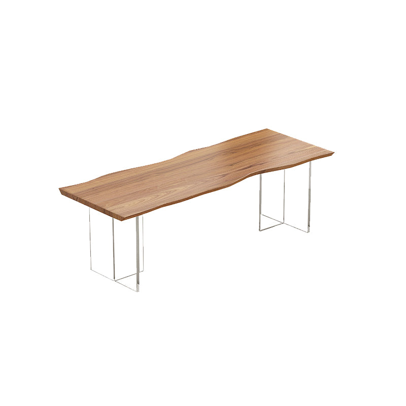 Industrial Wood Dining Table with Double Pedestal Base Table for Dining Room