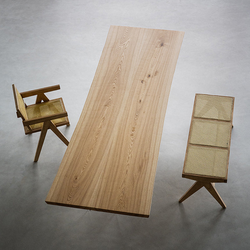 Industrial Wood Dining Table with Double Pedestal Base Table for Dining Room