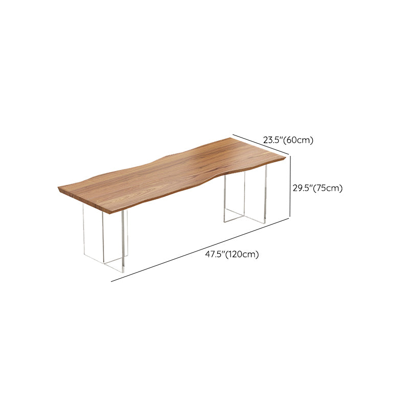 Industrial Wood Dining Table with Double Pedestal Base Table for Dining Room