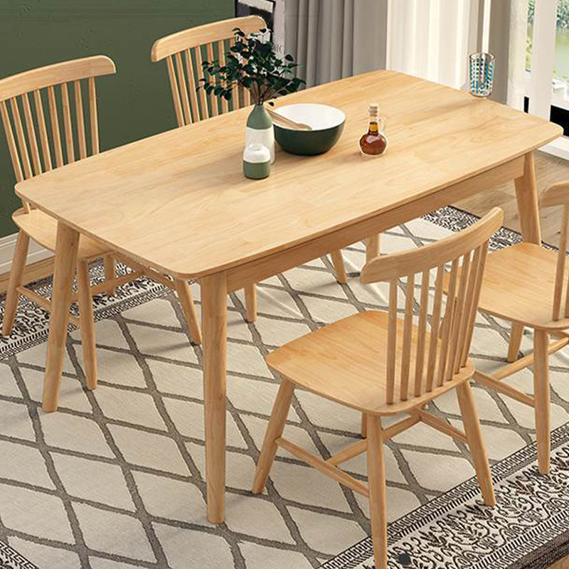 Nordic Glam Dining Wood Table Dining Rectangle Table with Wood Legs