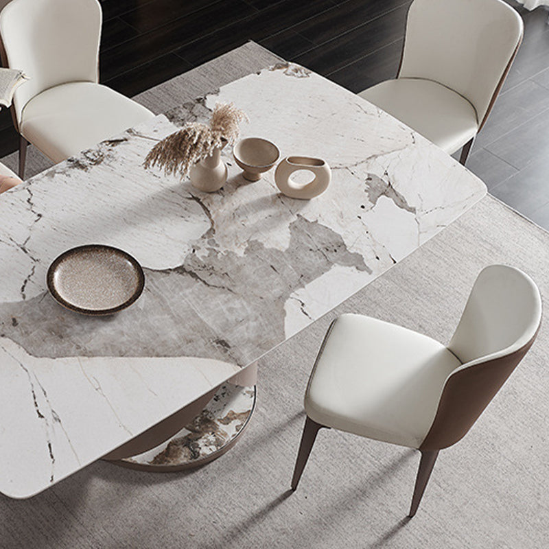 Glam Sintered Stone Dining Table Dining Rectangle Table with Metal Leg