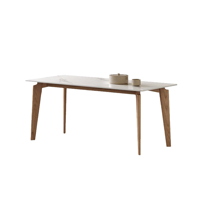 Medieval Rectangle Dining Table Sintered Stone Table with Wooden Legs