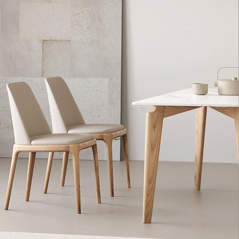Medieval Rectangle Dining Table Sintered Stone Table with Wooden Legs