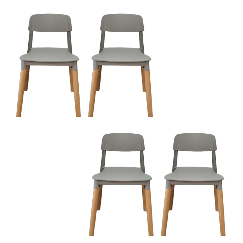 Solid Wood Legs Side Chair Indoor Armless Open Back Dining Chair