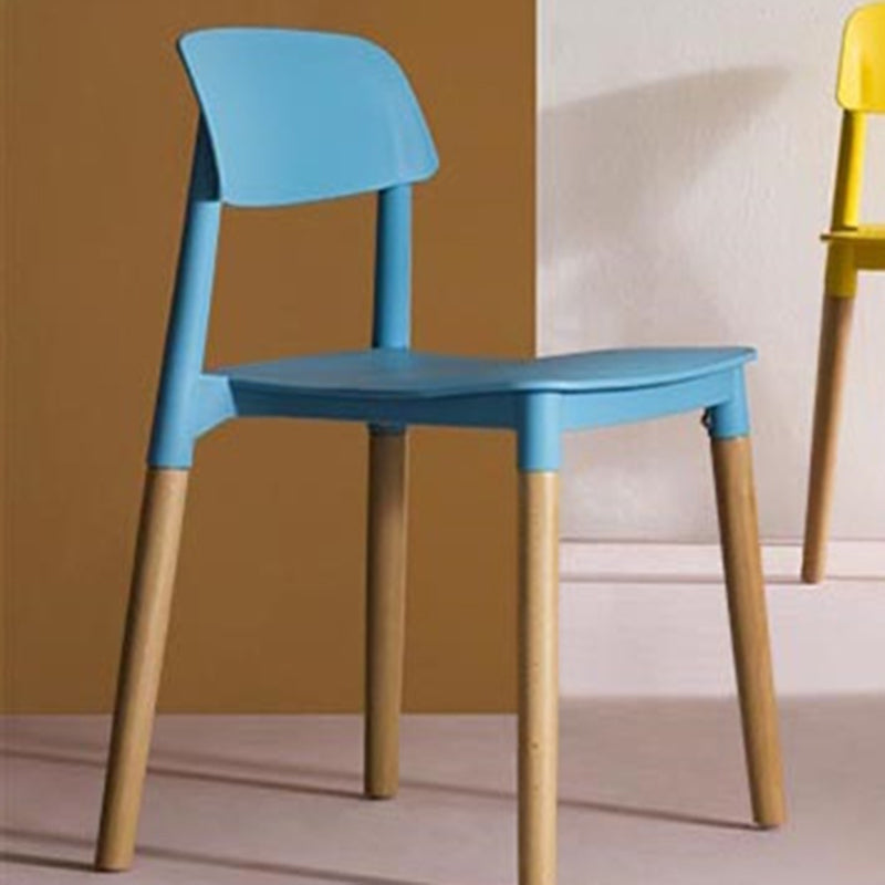 Solid Wood Legs Side Chair Indoor Armless Open Back Dining Chair
