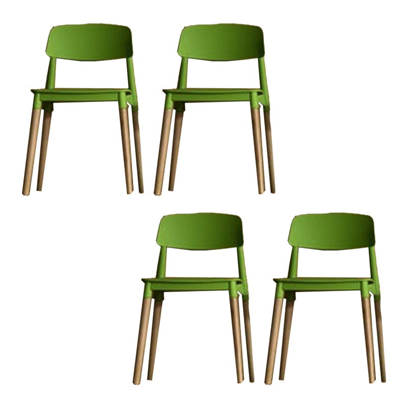 Solid Wood Legs Side Chair Indoor Armless Open Back Dining Chair