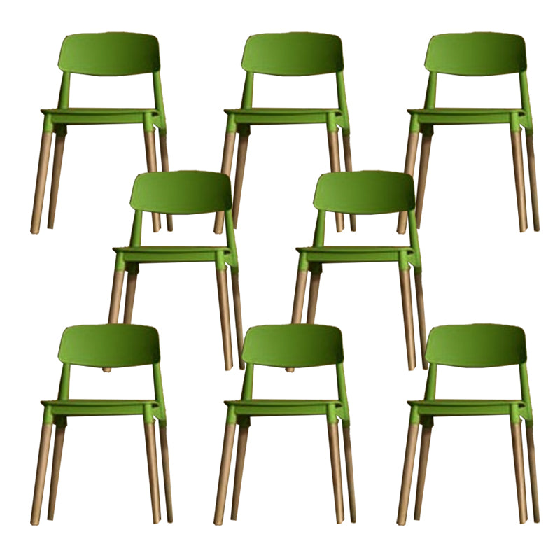 Solid Wood Legs Side Chair Indoor Armless Open Back Dining Chair