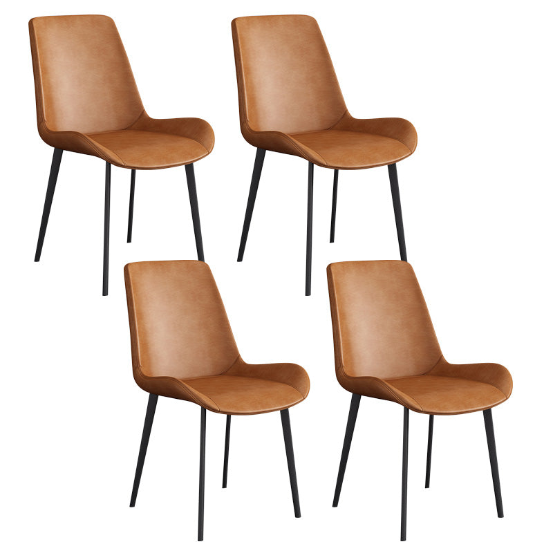 Contemporary Kitchen Dining Chairs Faux Leather Side Chairs with Black Legs