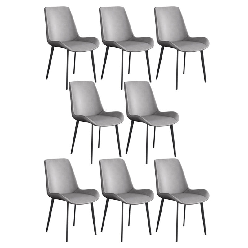 Contemporary Kitchen Dining Chairs Faux Leather Side Chairs with Black Legs