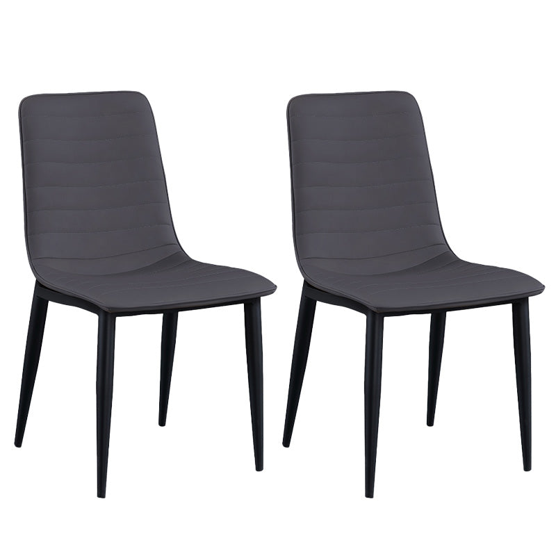 Upholstered Armless Dining Chairs Industrial Metal Legs Side Chair