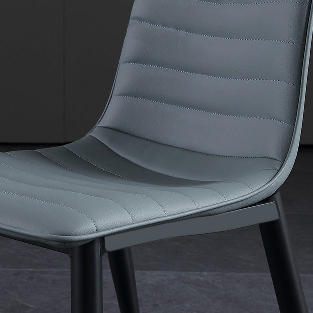 Upholstered Armless Dining Chairs Industrial Metal Legs Side Chair