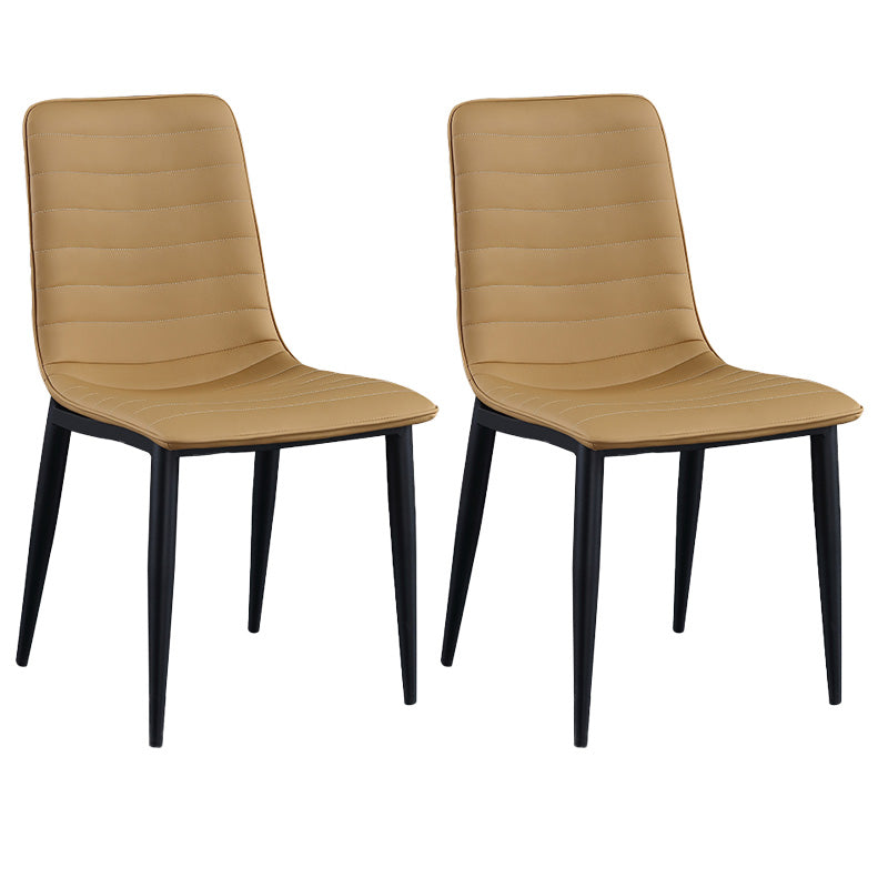 Upholstered Armless Dining Chairs Industrial Metal Legs Side Chair