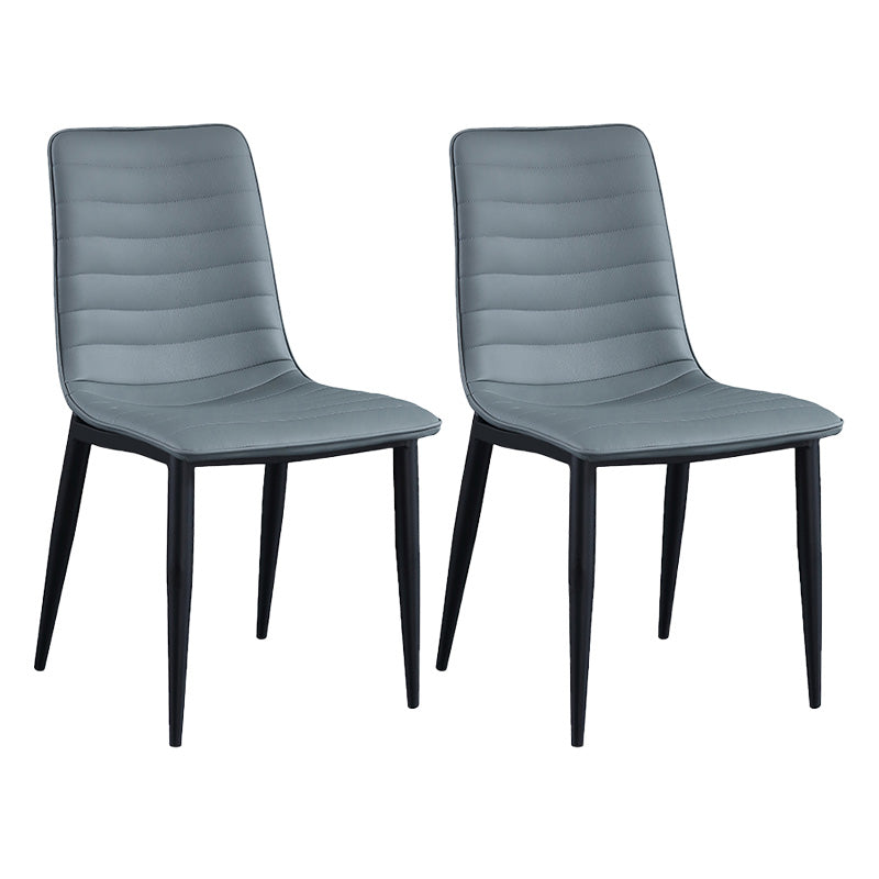 Upholstered Armless Dining Chairs Industrial Metal Legs Side Chair