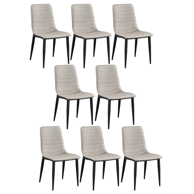 Upholstered Armless Dining Chairs Industrial Metal Legs Side Chair