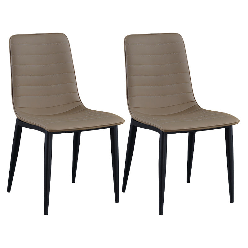 Upholstered Armless Dining Chairs Industrial Metal Legs Side Chair