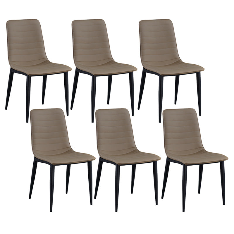 Upholstered Armless Dining Chairs Industrial Metal Legs Side Chair