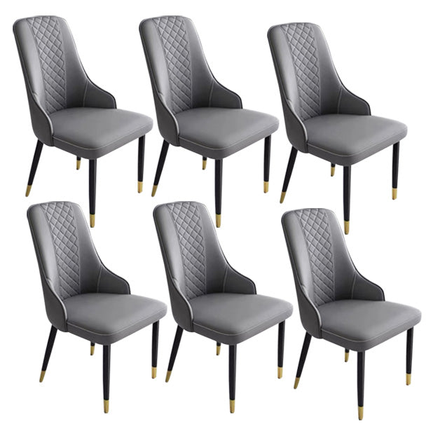 Contemporary Faux Leather Dining Chairs Metal Parsons Side Chair