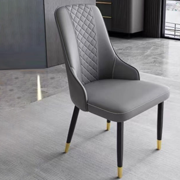 Contemporary Faux Leather Dining Chairs Metal Parsons Side Chair