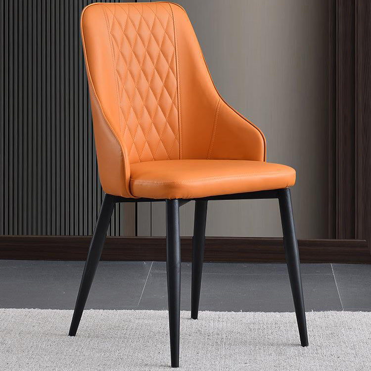 Contemporary Faux Leather Dining Chairs Metal Parsons Side Chair