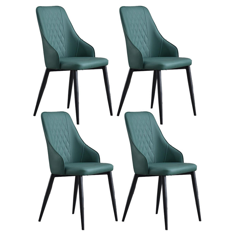 Contemporary Faux Leather Dining Chairs Metal Parsons Side Chair