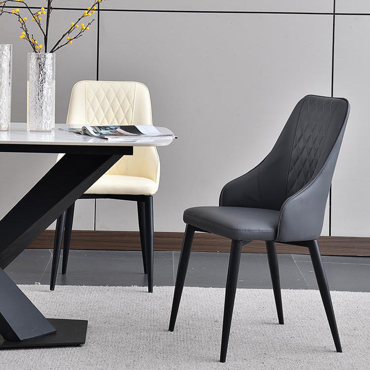 Contemporary Faux Leather Dining Chairs Metal Parsons Side Chair