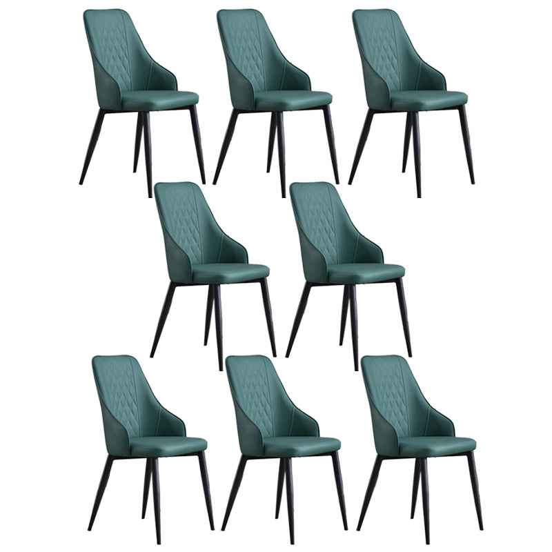 Contemporary Faux Leather Dining Chairs Metal Parsons Side Chair