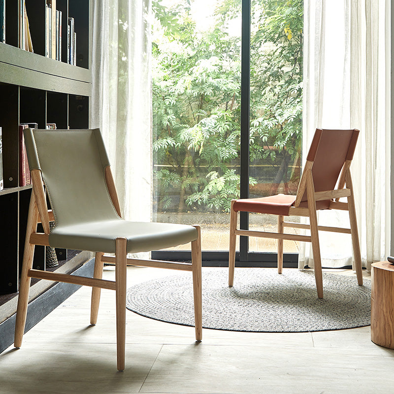 Patio Dining Side Chair Kitchen Solid Wood Legs Armless Chair