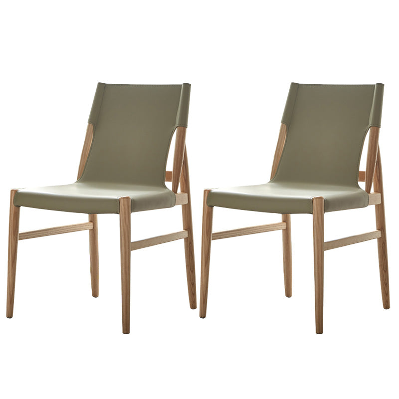 Patio Dining Side Chair Kitchen Solid Wood Legs Armless Chair