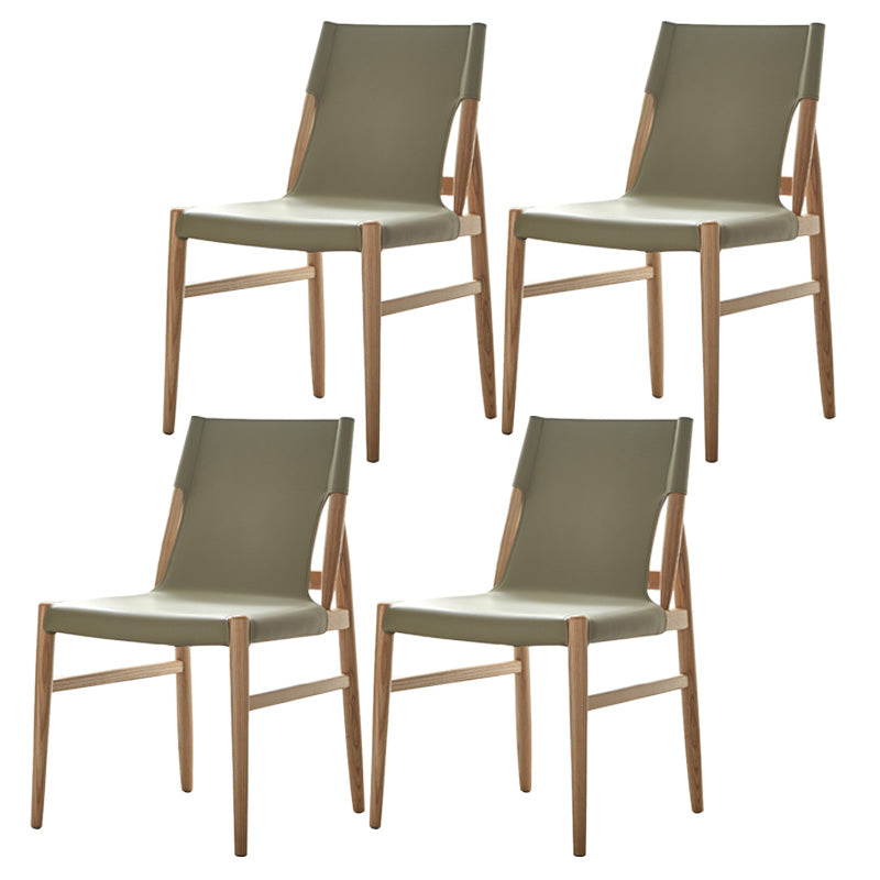 Patio Dining Side Chair Kitchen Solid Wood Legs Armless Chair