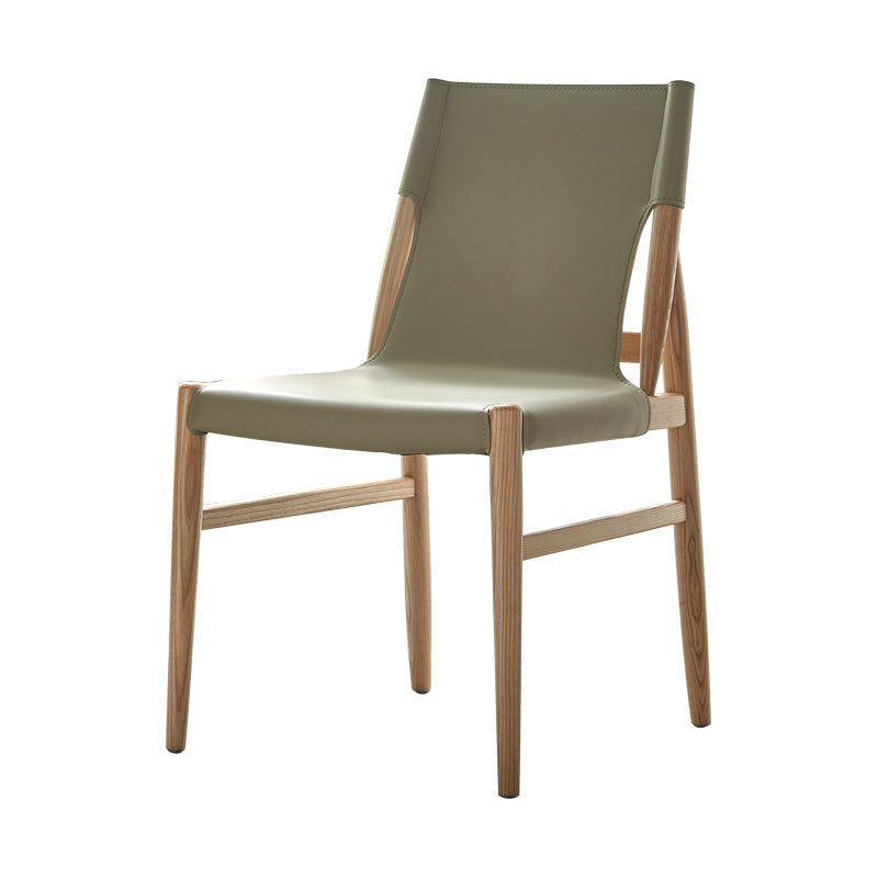 Patio Dining Side Chair Kitchen Solid Wood Legs Armless Chair