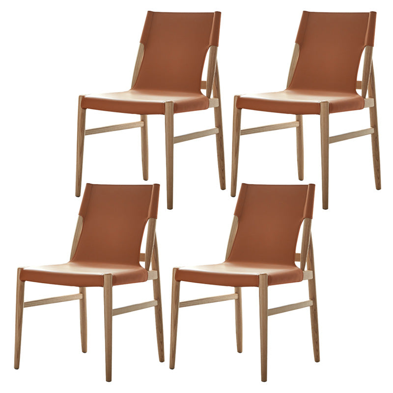 Patio Dining Side Chair Kitchen Solid Wood Legs Armless Chair