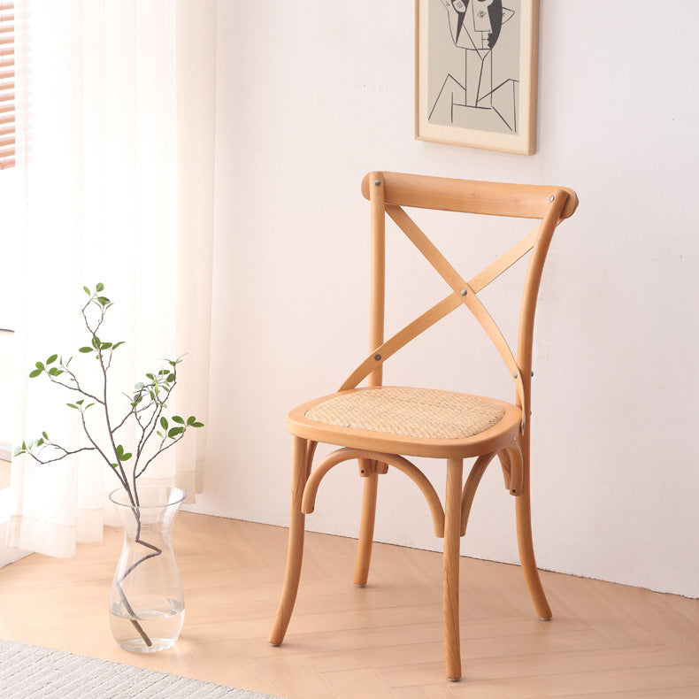 Contemporary Wood Kitchen Dining Side Chair Cross Back Side Chair