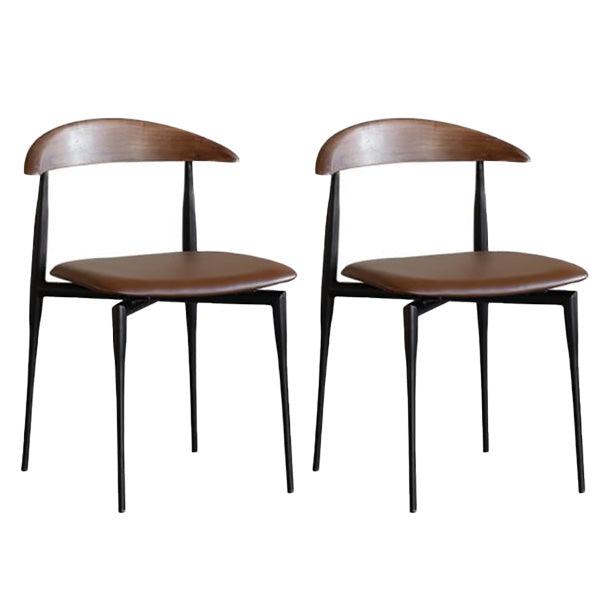 Industrial Metal Kitchen Dining Side Chair Faux Leather Side Chair