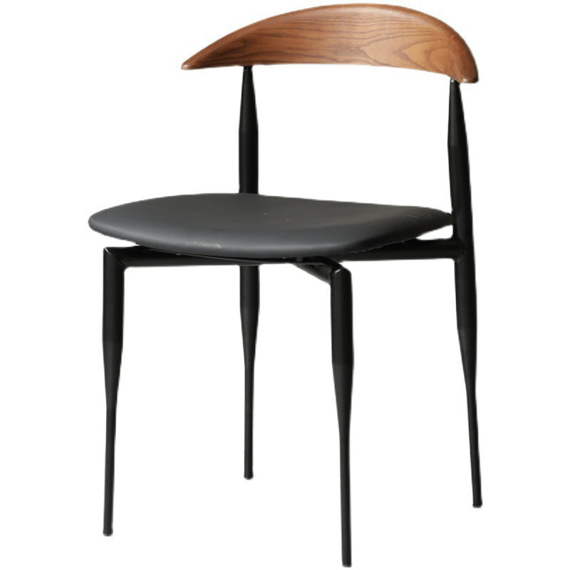 Industrial Metal Kitchen Dining Side Chair Faux Leather Side Chair